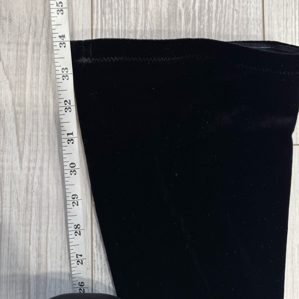 SAINT LAURENT Black Soft Velvet over-the-knee boots 105mm heel - Picture 14 of 15